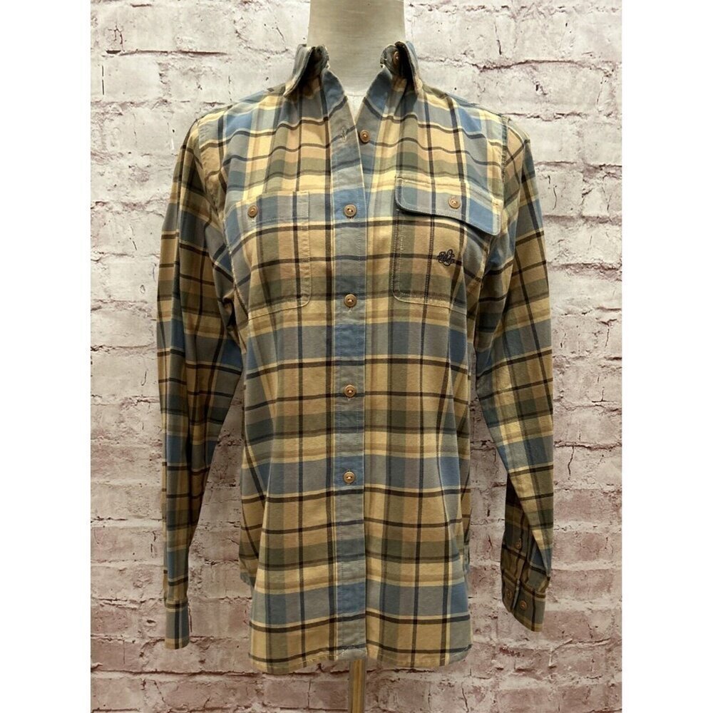Lauren Ralph Lauren Petite PS Button Up Shirt Brushed Cotton Plaid Long Sleeve